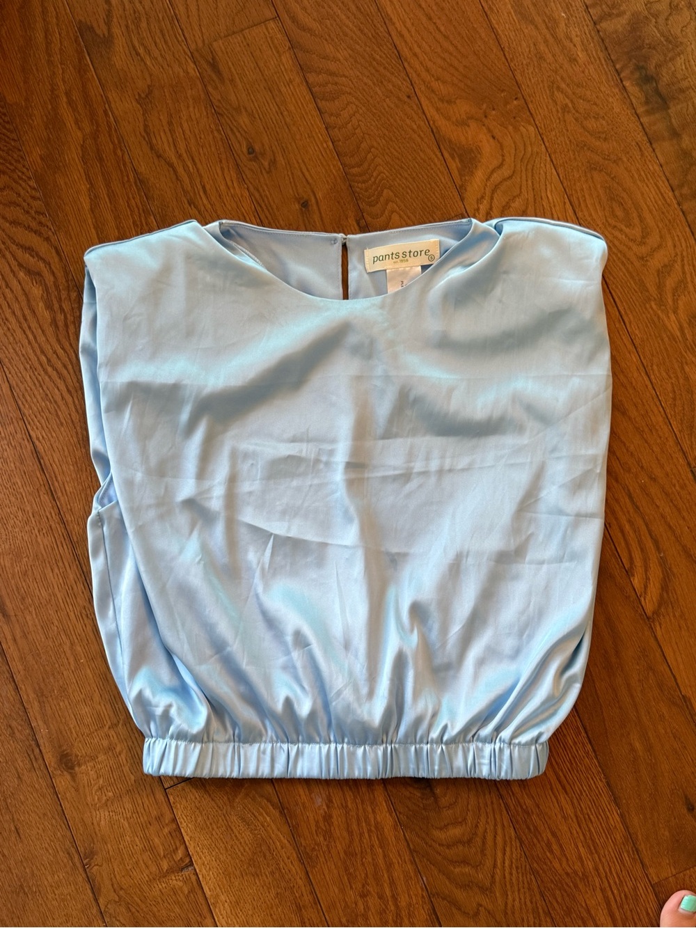 The Pants Store Light Blue Elastic-Hem Sleeveless Blouse